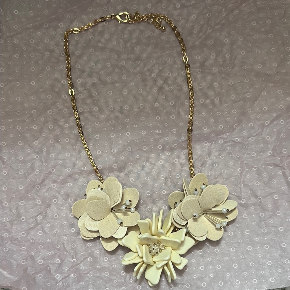 Cream and Gold Minimalist Necklace with Nature-Inspired Pendants